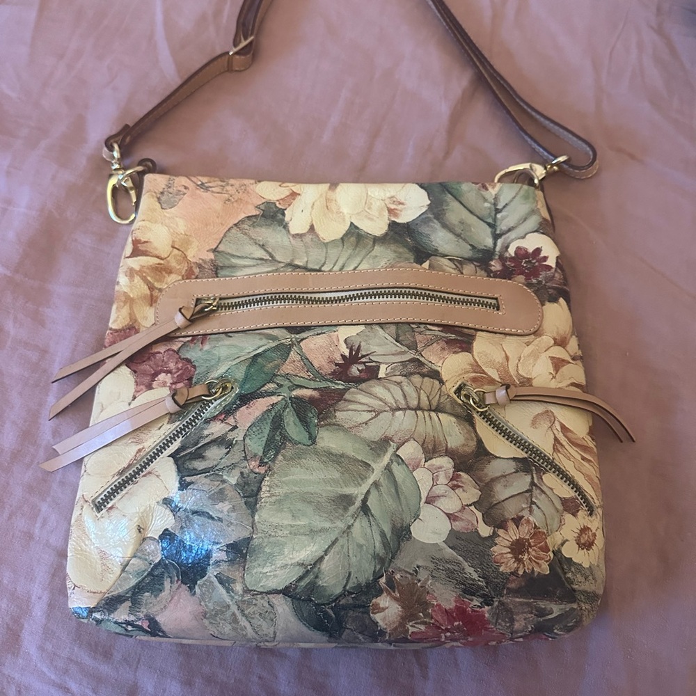 MAURIZIO TAIUTI Floral-Print Large Leather Handbag, Italy- price is firm - Picture 2 of 6